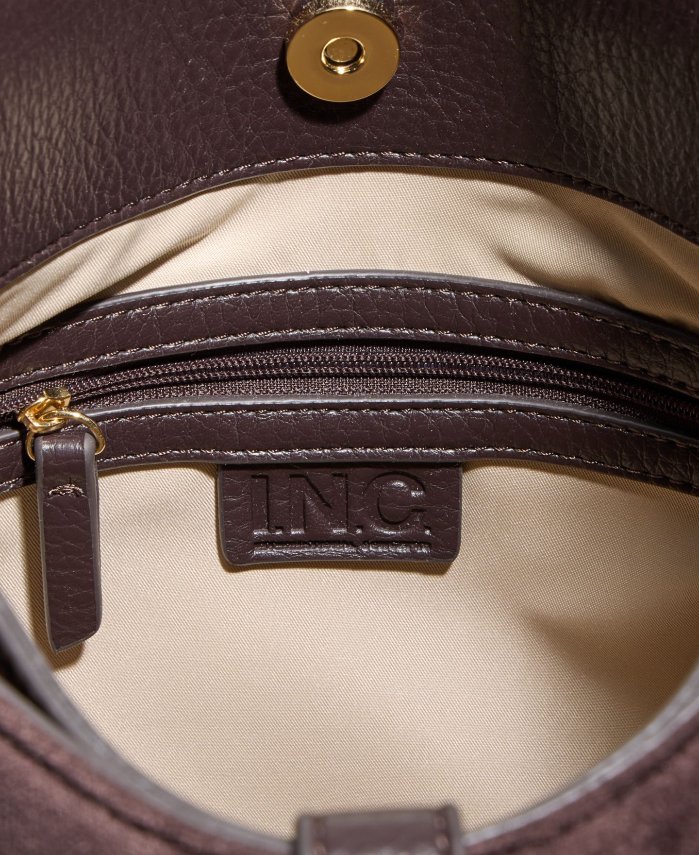 Женская сумка I.N.C. International Concepts Salee Suede Shoulder, цвет: Шоколадный сливовый — фото 7