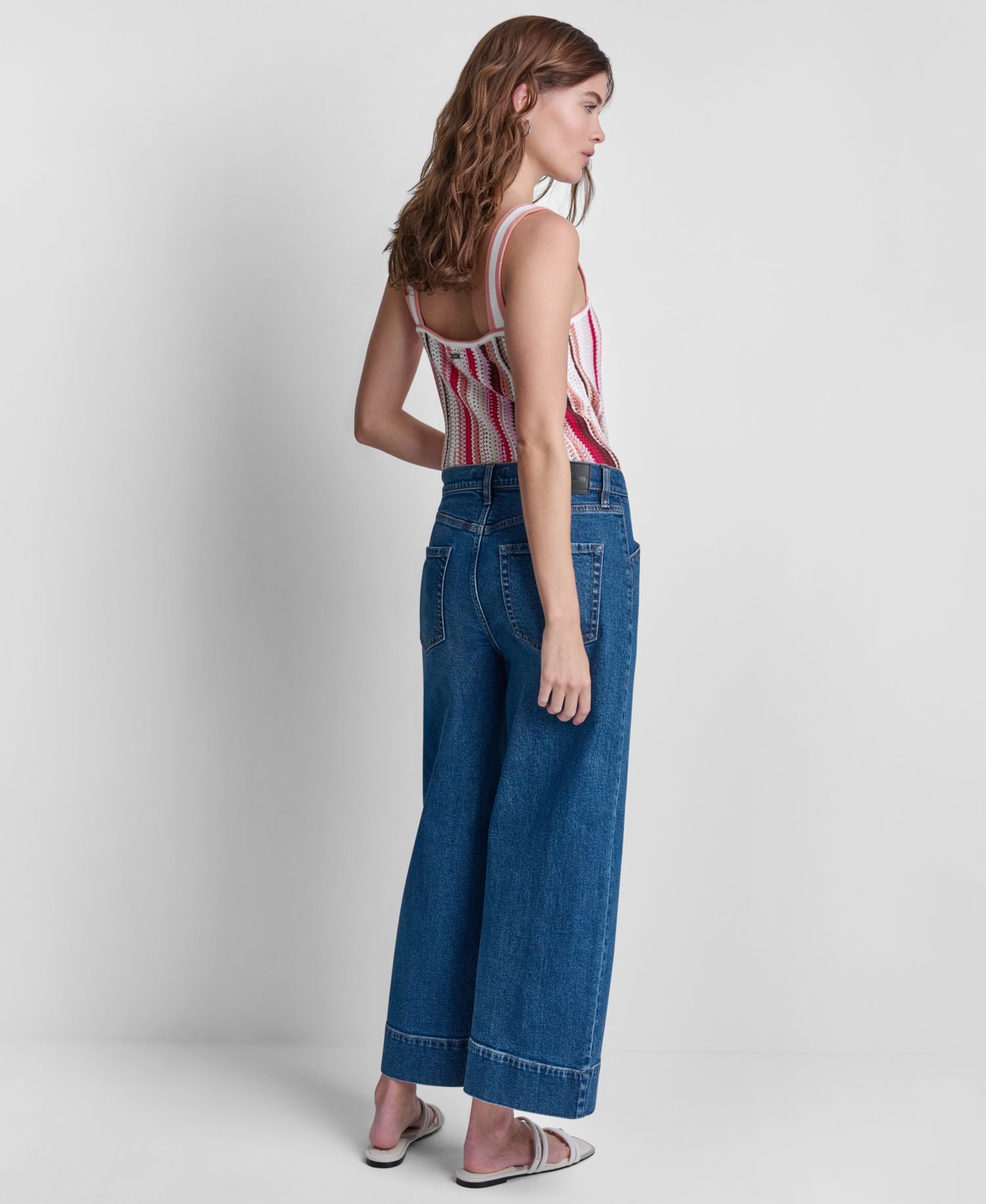 Women's High Rise Cropped Wide Leg Utility Jeans