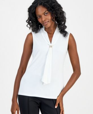 Women's Embellished-Neck-Tie Sleeveless Top