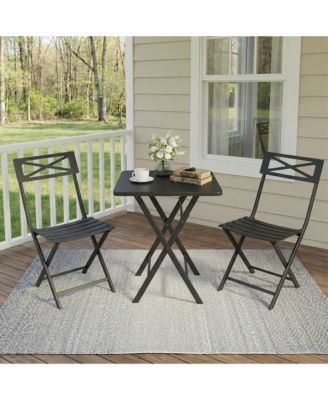 3-Piece Folding Bistro Set for Patio, Balcony or Garden - Space-Saving Outdoor Table and Chairs, Easy Setup
