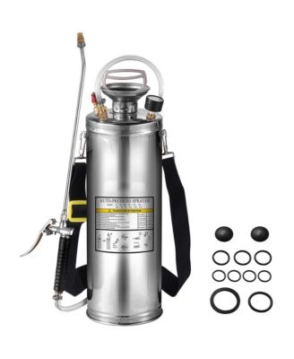 3 Gallon Stainless Steel Hand Pump Sprayer with 20 in Wand and 3 ft Reinforced Hose
