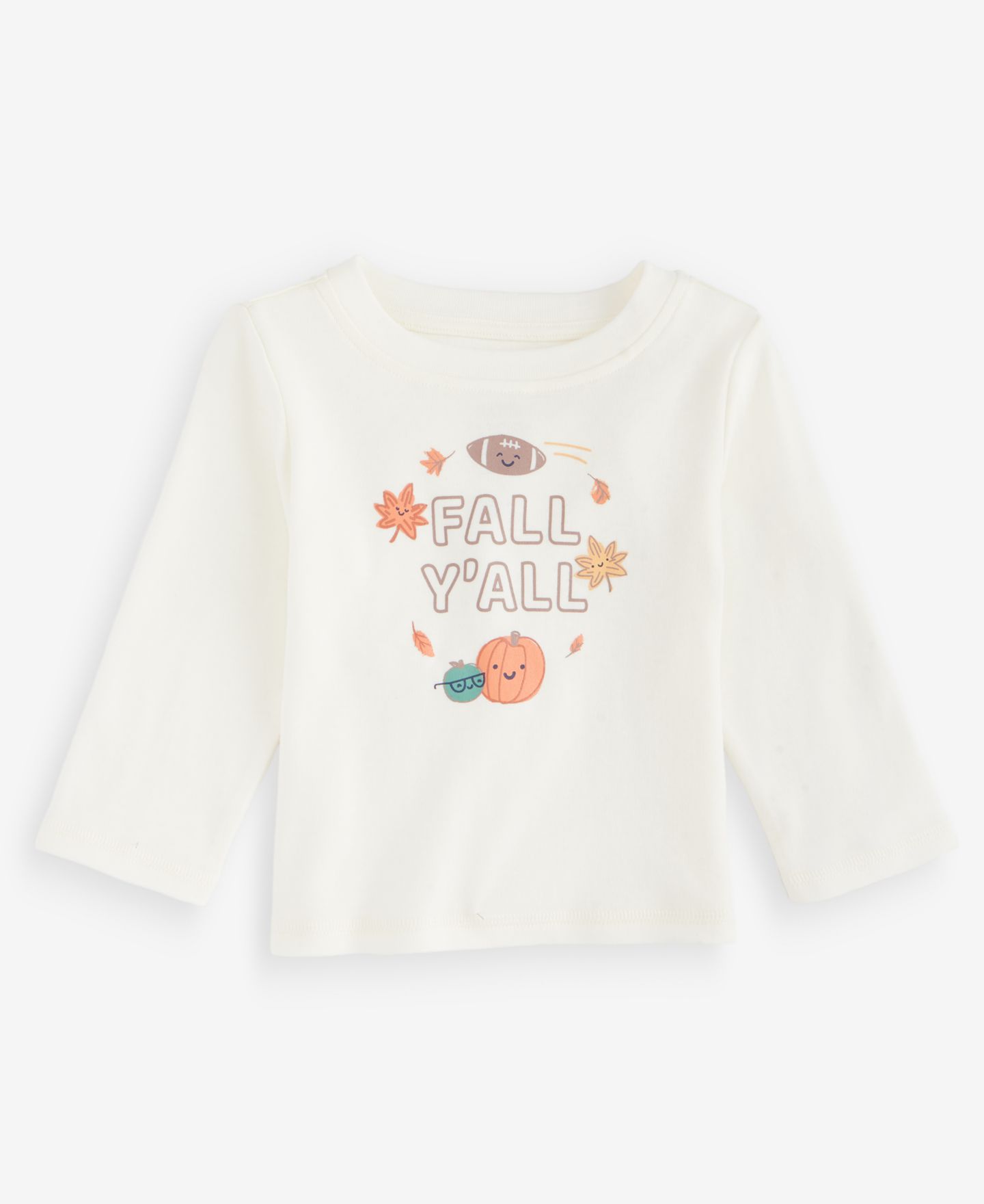Футболка First Impressions Mix & Match Long-Sleeve Fall Y'all T-Shirt для мальчиков-малышей, цвет: Слоновая кость — фото 1