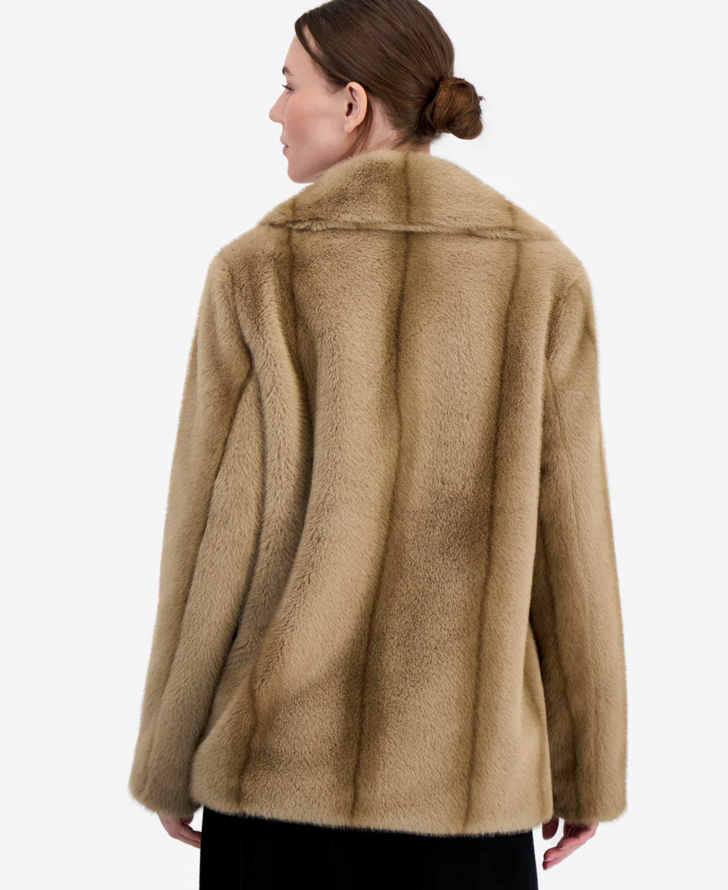 Women's Short Faux-Fur Notch-Collar Coat