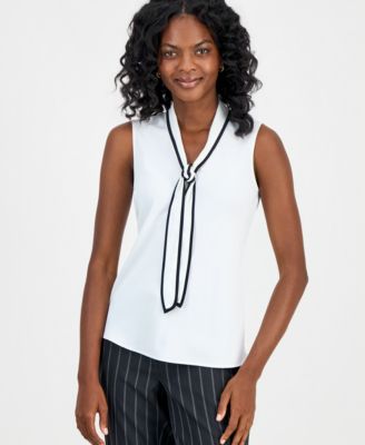 Women's Tie-Neck Sleeveless Blouse