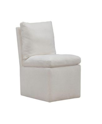 Accent Dining Chair with Castors - Squared Back - Ivory Upholstry