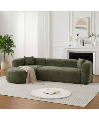 Luxury Modern Curved Sectional Sofa, Chenille, Left Chaise