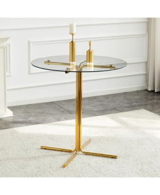 36" Round Tempered Glass Bar Table with 4-Claw Base