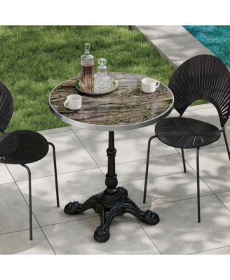 31.5" Sintered Stone Bistro Table - Faux Marble Outdoor Patio Table