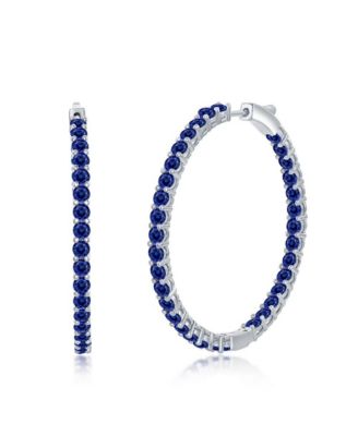 Elegant Round Inside-Outside Cubic Zirconia Hoop Earrings.