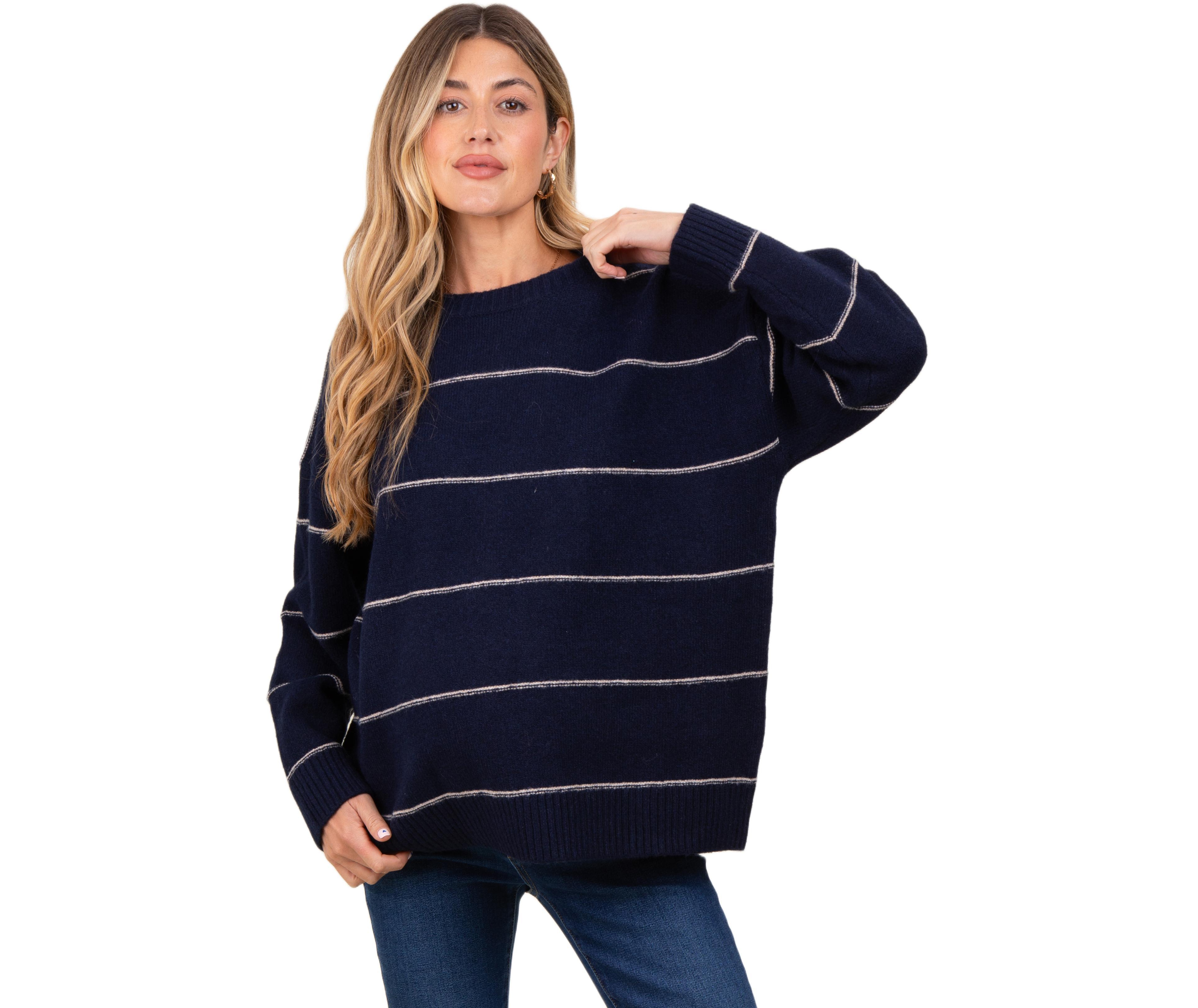 Pinkblush Olive Striped Drop Shoulder Maternity Sweater
