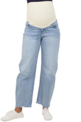 Maternity Distressed Barrel Leg Jeans