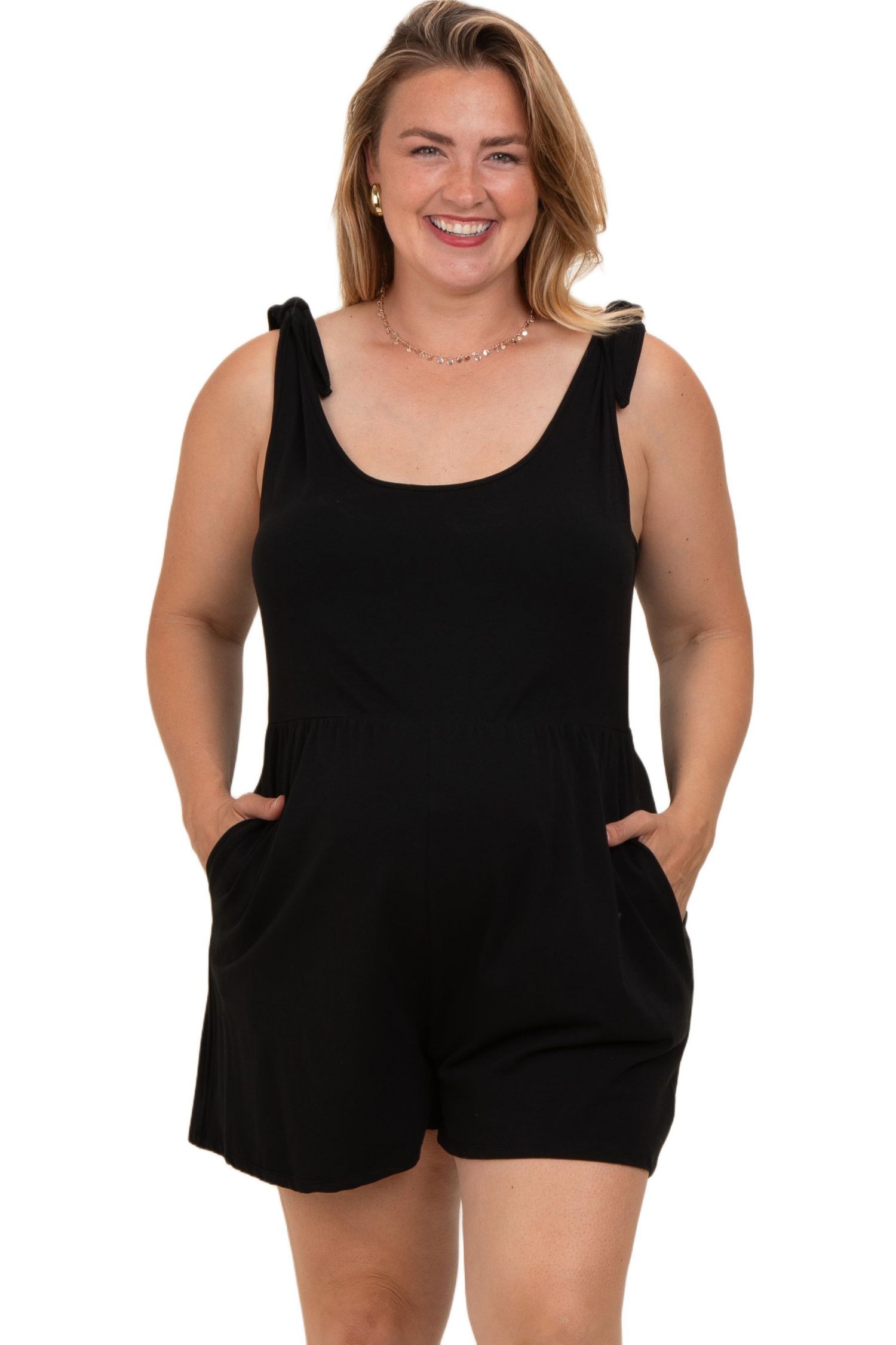 Women's Maternity Coral Knot Strap Plus Romper