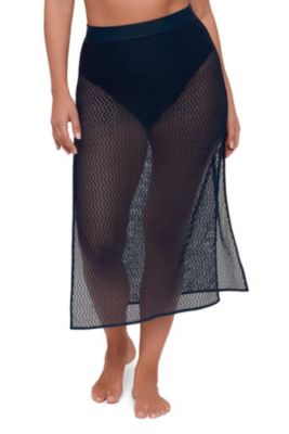 Women's Side Slit Crochet Swimsuit Coverup Skirt