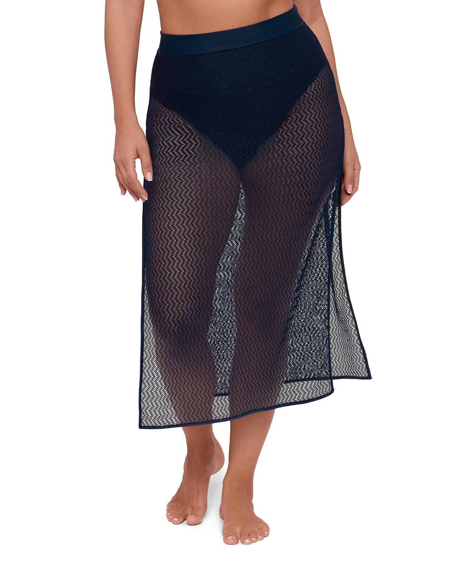 Women's Side Slit Crochet Swimsuit Coverup Skirt