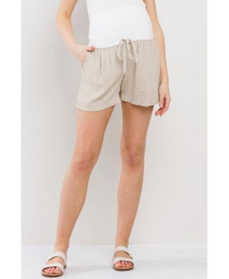 Maternity Relaxed Over-the-Belly Pull-On Shorts with Pockets