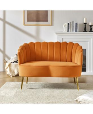 Hendrix Contemporary 50.2" Velvet Loveseat Sofa with Metal Legs