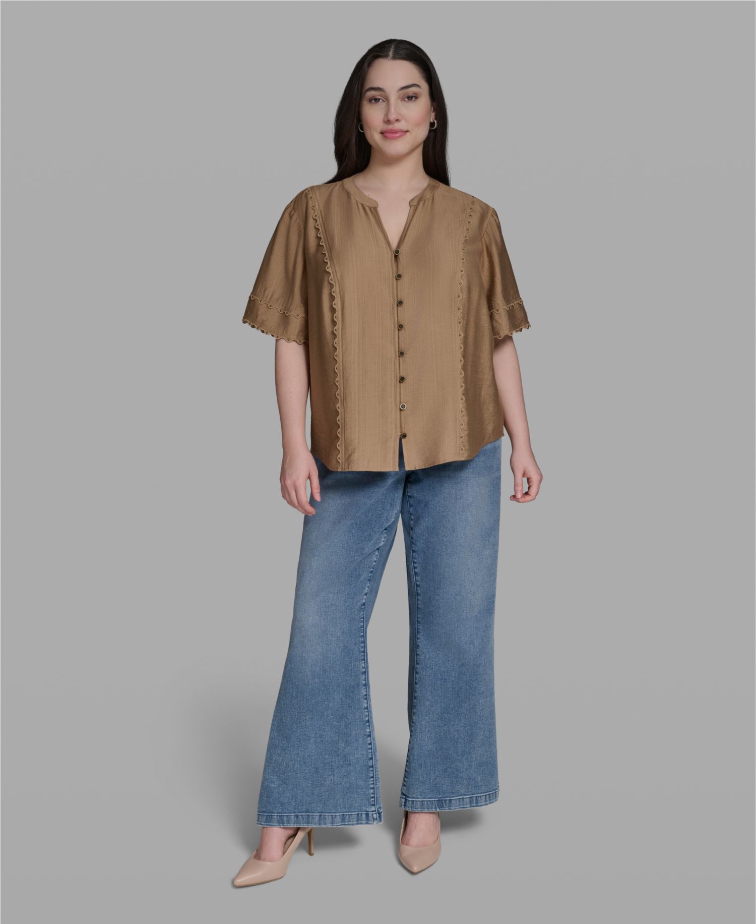 Plus Size Rayon-Blend V-Neck Top