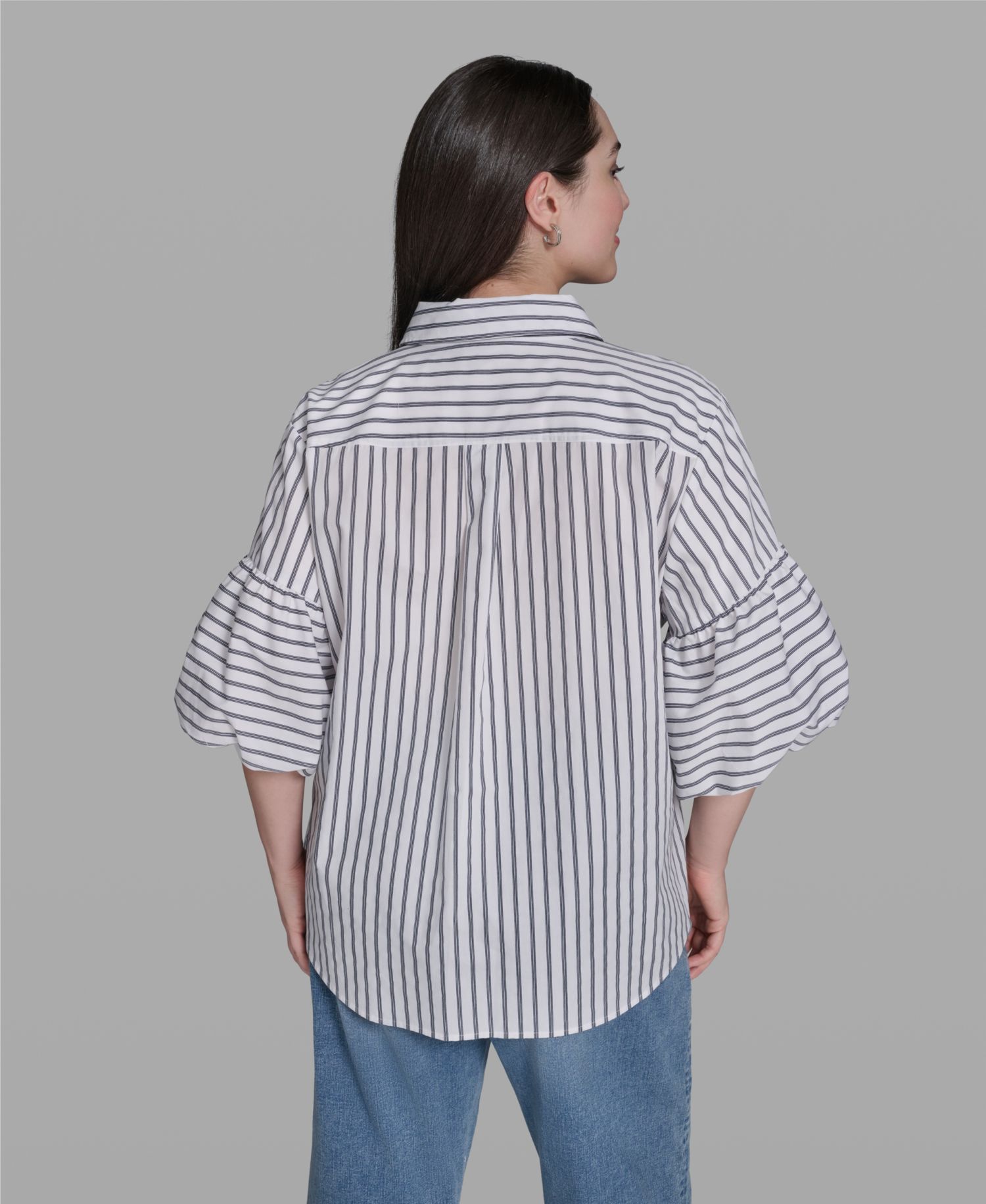 Plus Size Cotton Collared Shirt