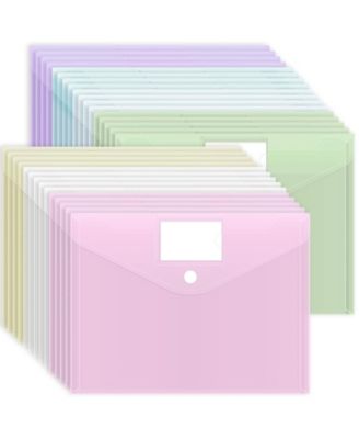 Plastic Envelopes File Folders Hook Loop Closure Label Pocket A4 School Office