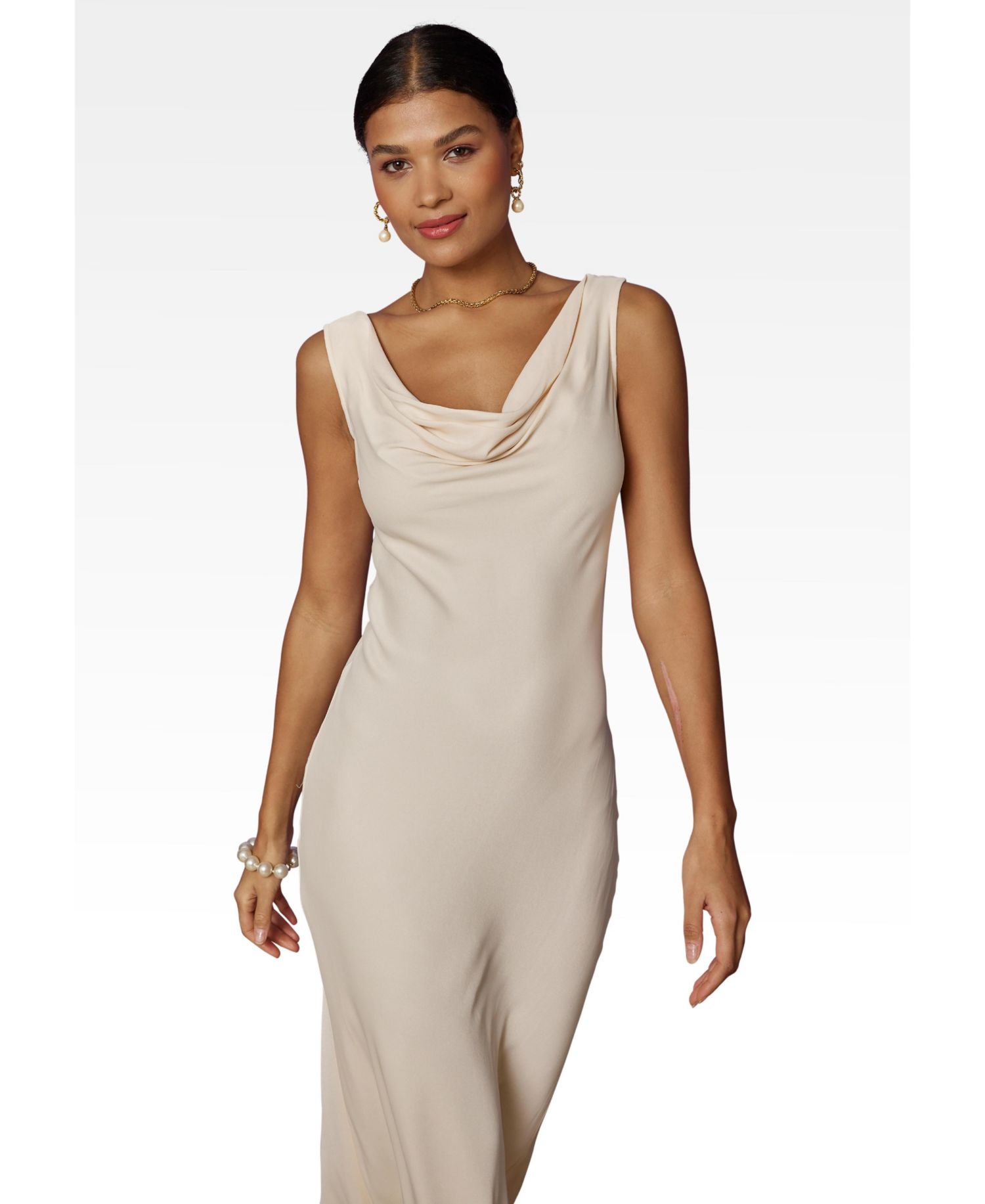 Women's Pandy Satin Cowl Bridesmaid Dress
