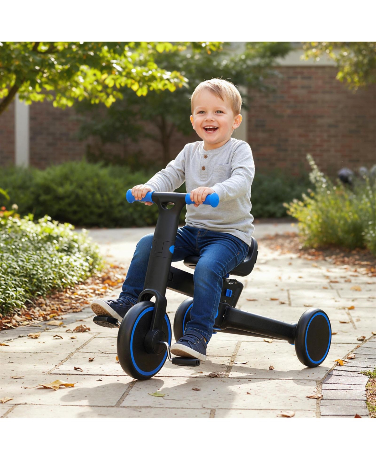 Slickblue 4 1 Toddler Tricycle, Foldable with Push Handle and Adjustable Seat