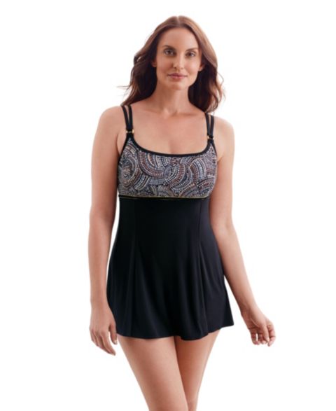 Женские платья Longitude Women's Gilded Garden Empire Princess Seam Long Torso Swim Dress with Hardware