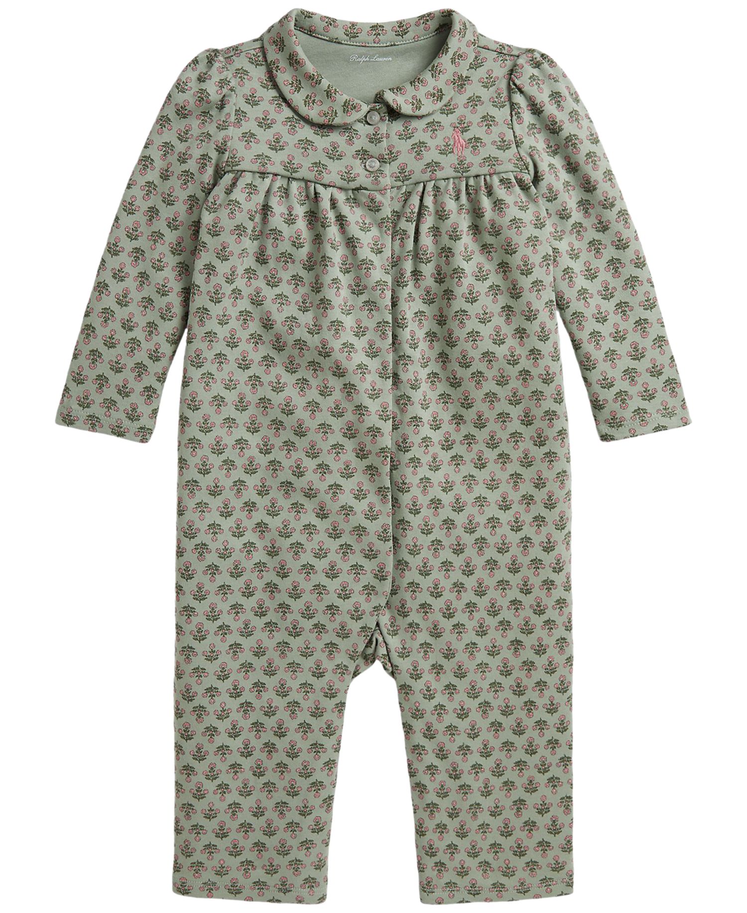 Baby Girls' Floral Interlock Coverall