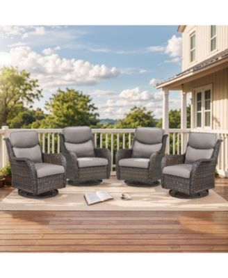 4 Pieces Outdoor Gliders Chairs Swivel Chairs with 5-Inch Thick Cushions