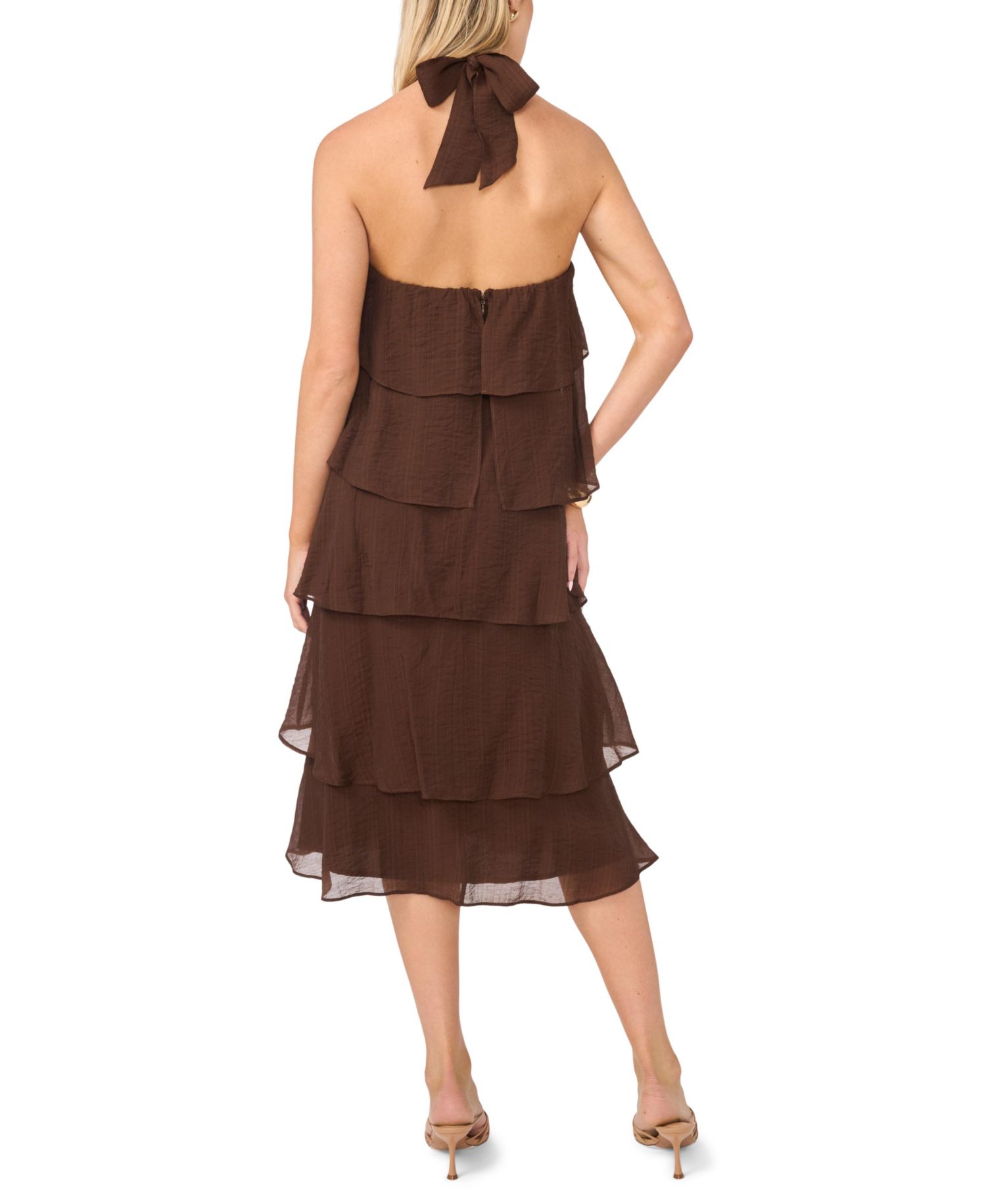 Women's Five Tier Halter Neck Midi Dress