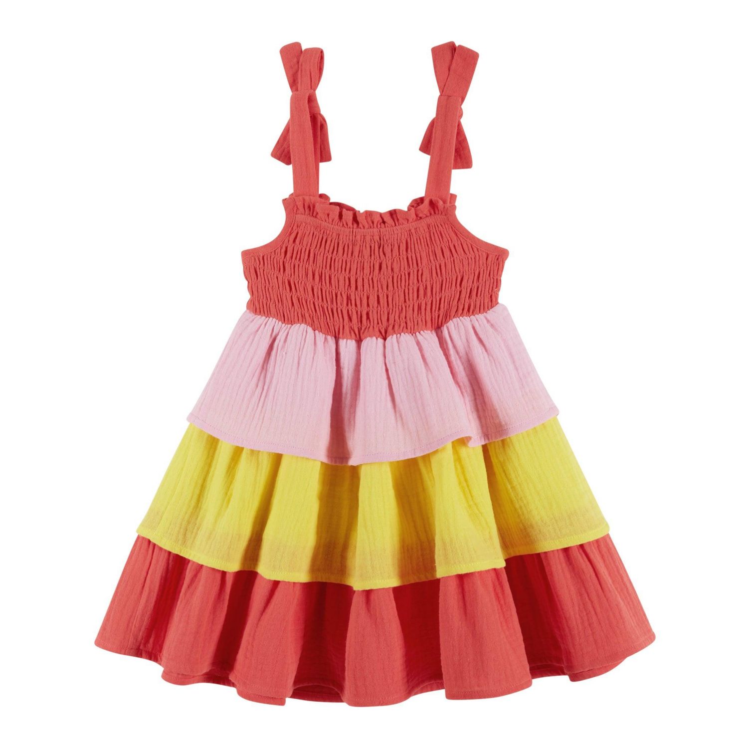 Baby Girls Andy and Evan Red Gauze Tiered Dress