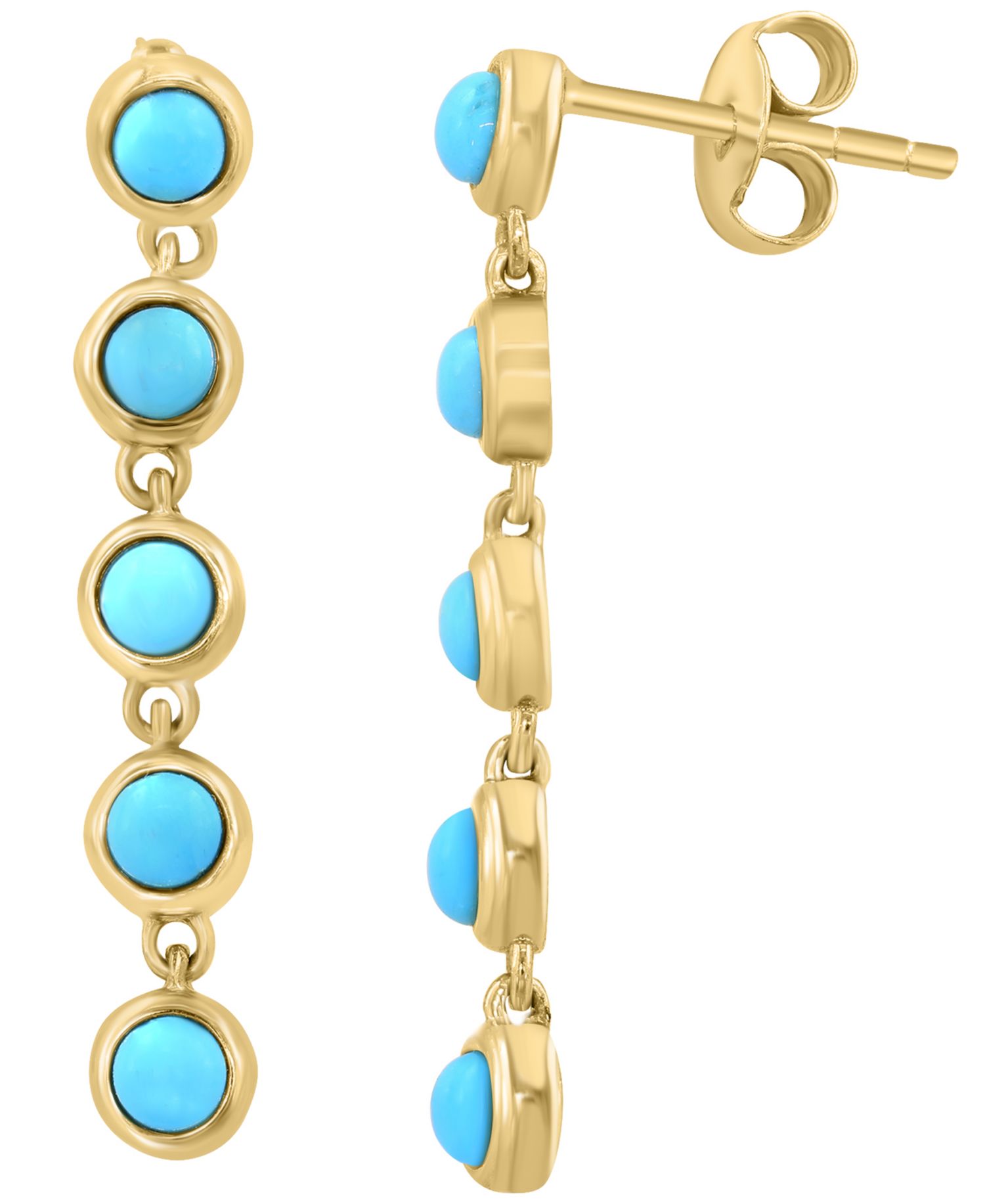 Turquoise Earrings in 14k Gold Over Sterling Silver