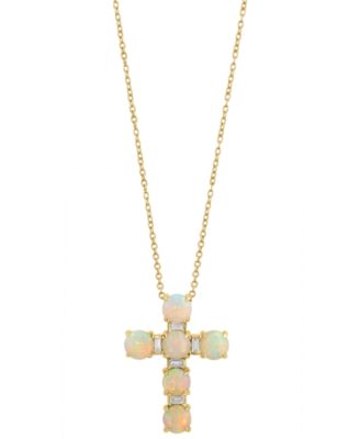 Opal (2-3/8 ct. t.w.) & Diamond (1/10 ct. t.w.) Pendant Necklace in 14k Yellow Gold