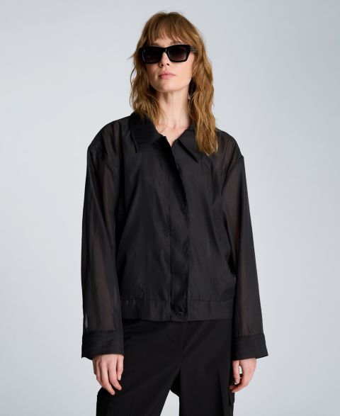 Женские куртки Kenneth Cole Collared Neck Sheer Bomber Jacket