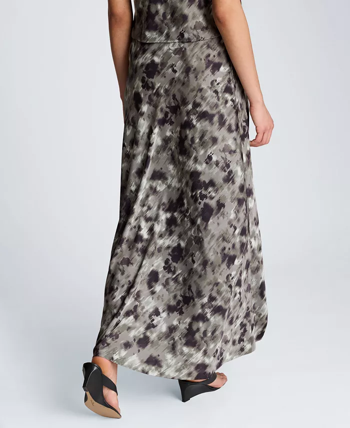 Women's Printed Satin Flared Maxi Skirt - thumbnail 5