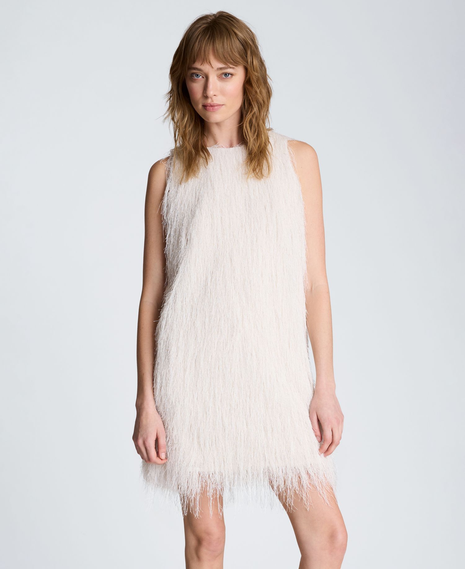 Women's Sleeveless Fringed Knit Mini Dress