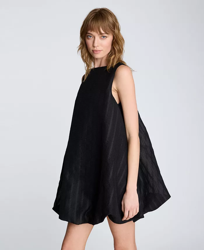 Women's Boat Neck Bubble Hem Mini Dress - thumbnail 3
