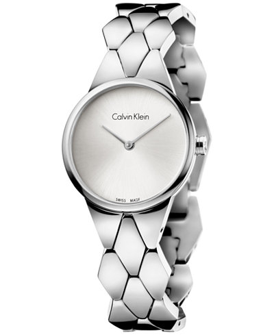 Calvin Klein Women's Swiss Snake Stainless Steel Bracelet Watch 28mm K6E23146