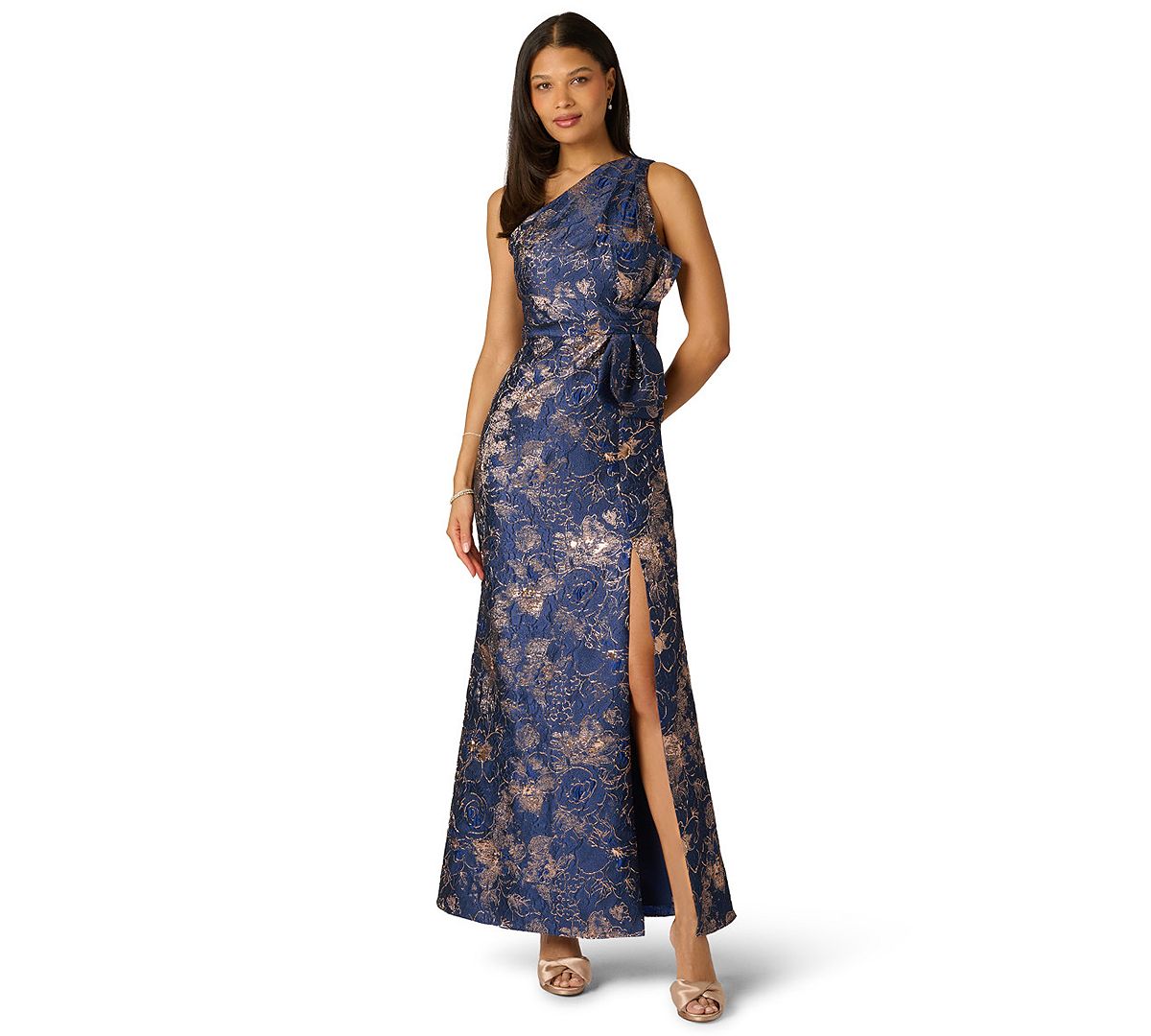 Adrianna Papell Petite One-Shoulder Side-Slit Gown view 1 — MAYCSS fashion products