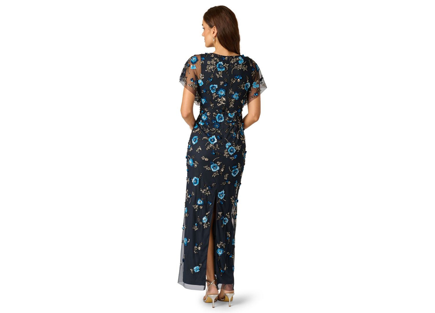 Women's Beaded Mesh Column Dress