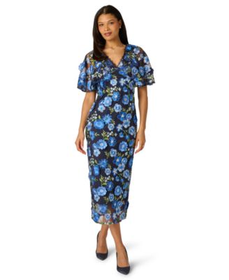 Women's Embroidered Dolman-Sleeve V-Neck Dress