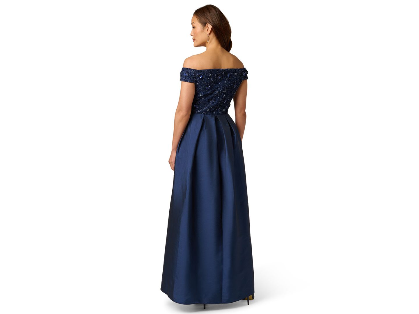 Женское платье Adrianna Papell Beaded Taffeta Overlay Ball Gown, цвет: Светлый тёмно-синий — фото 3