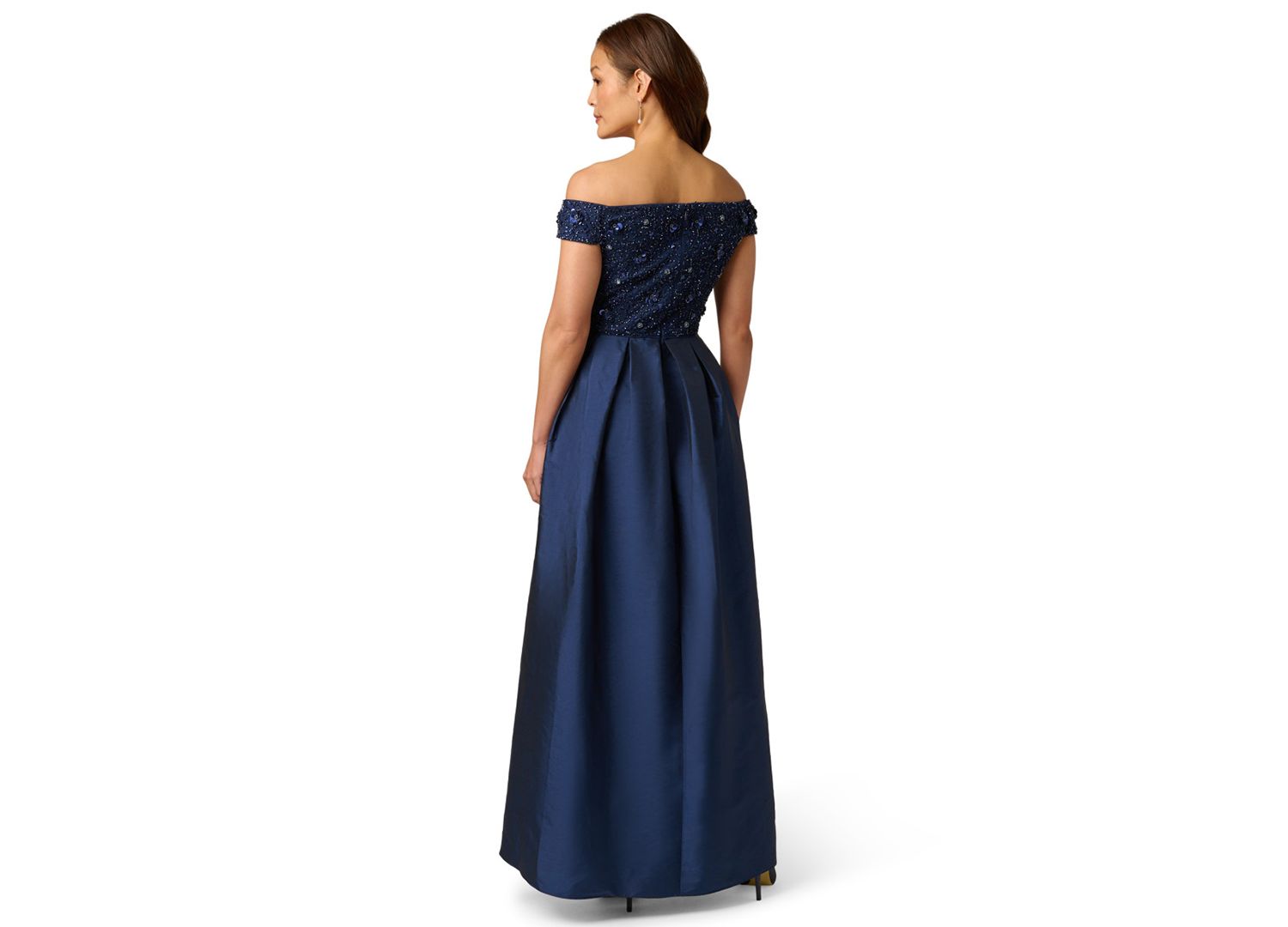 Women's Beaded Taffeta Overlay Ball Gown