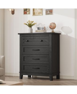 4 Dresser for Bedroom, 34.8" Tall Vertical Drawer Dresser with Large Storage, Freestanding Wooden Closet Chest for Bedroom, Living Room