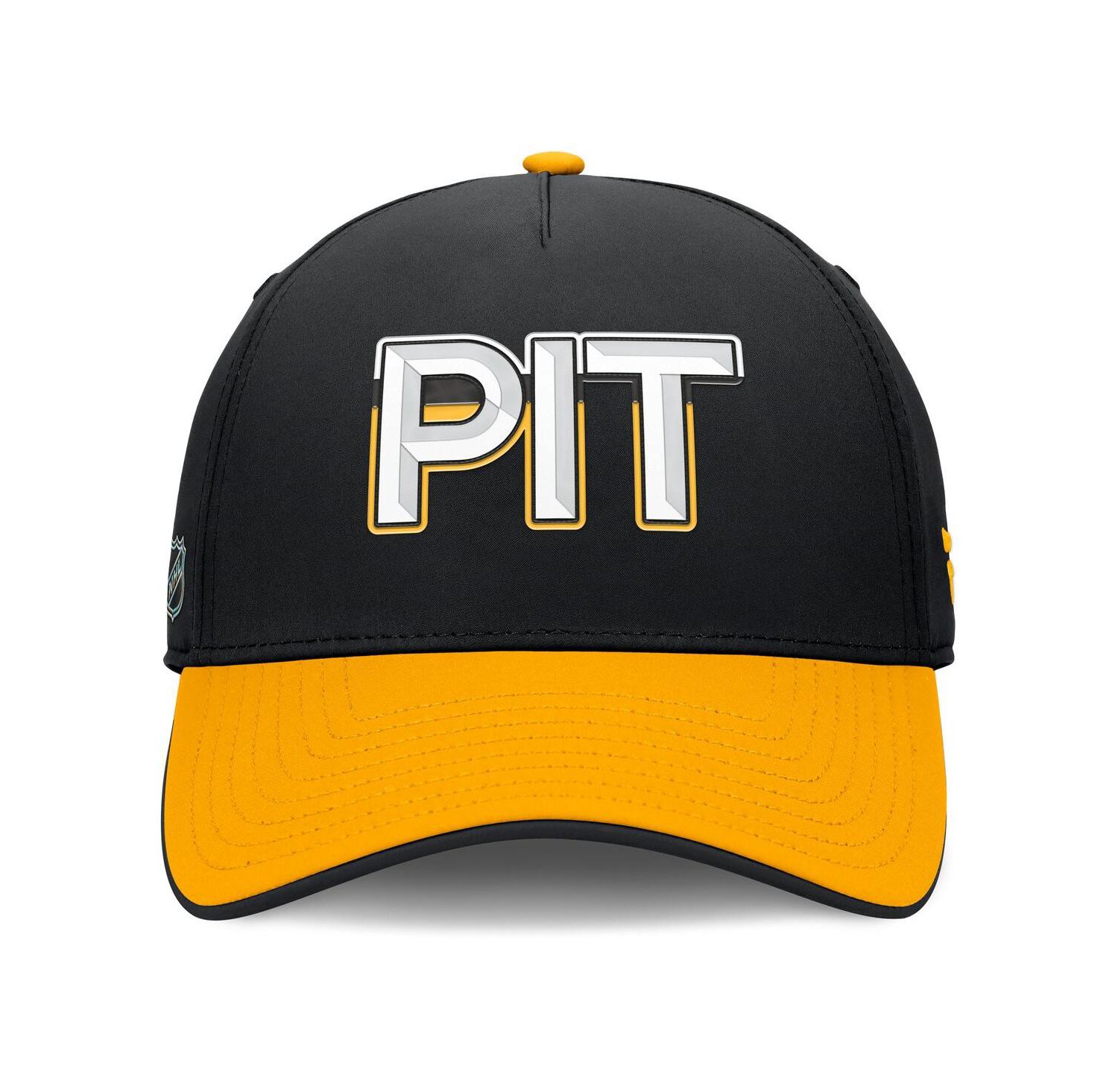 Men's Black/Gold Pittsburgh Penguins Authentic Pro Rink Team Code Flex Hat