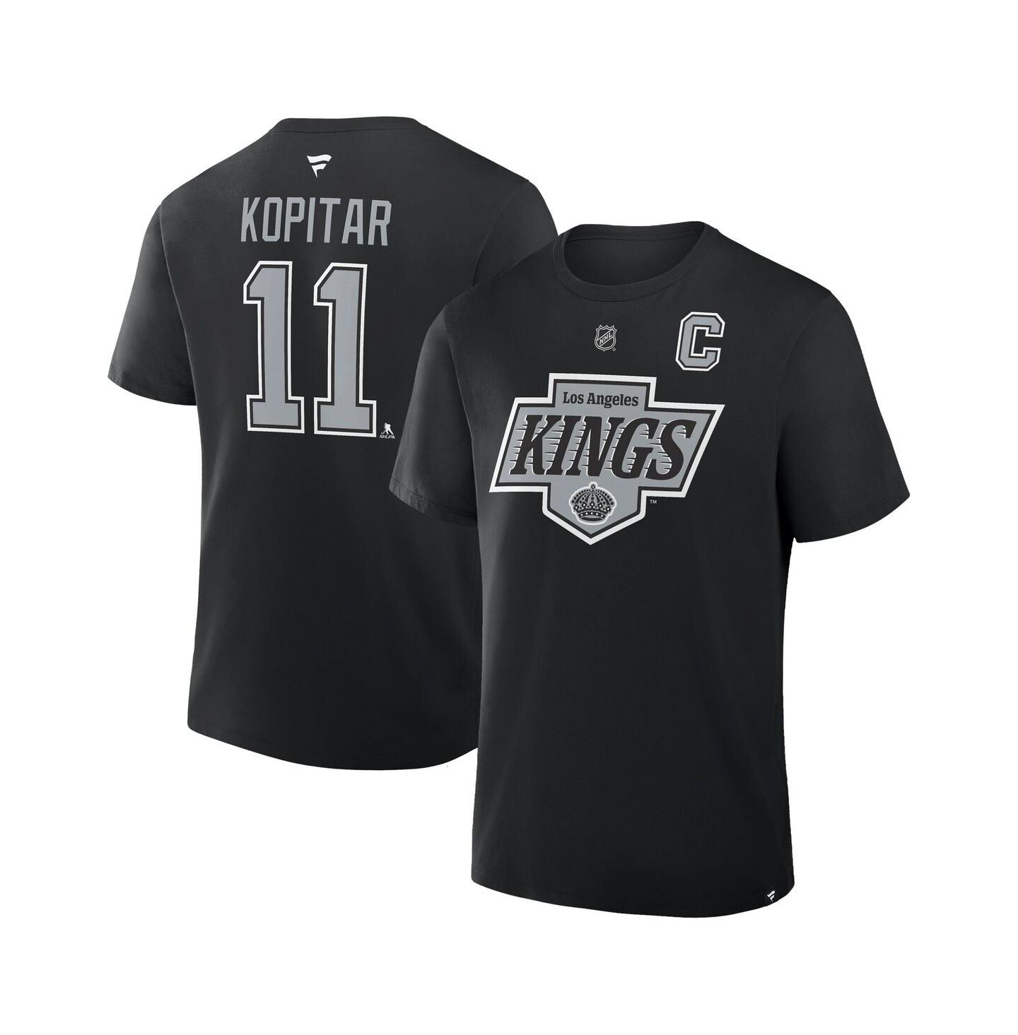 Мужская футболка Fanatics Anze Kopitar Black Los Angeles Kings Authentic Stack Name & Number — фото 1