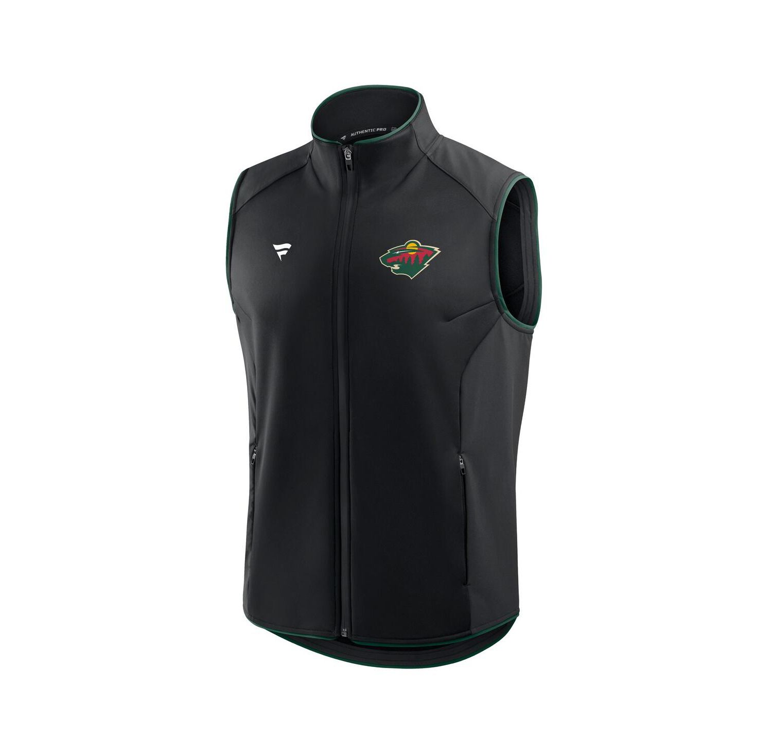 Men's Black Minnesota Wild Authentic Pro Rink Full-Zip Vest