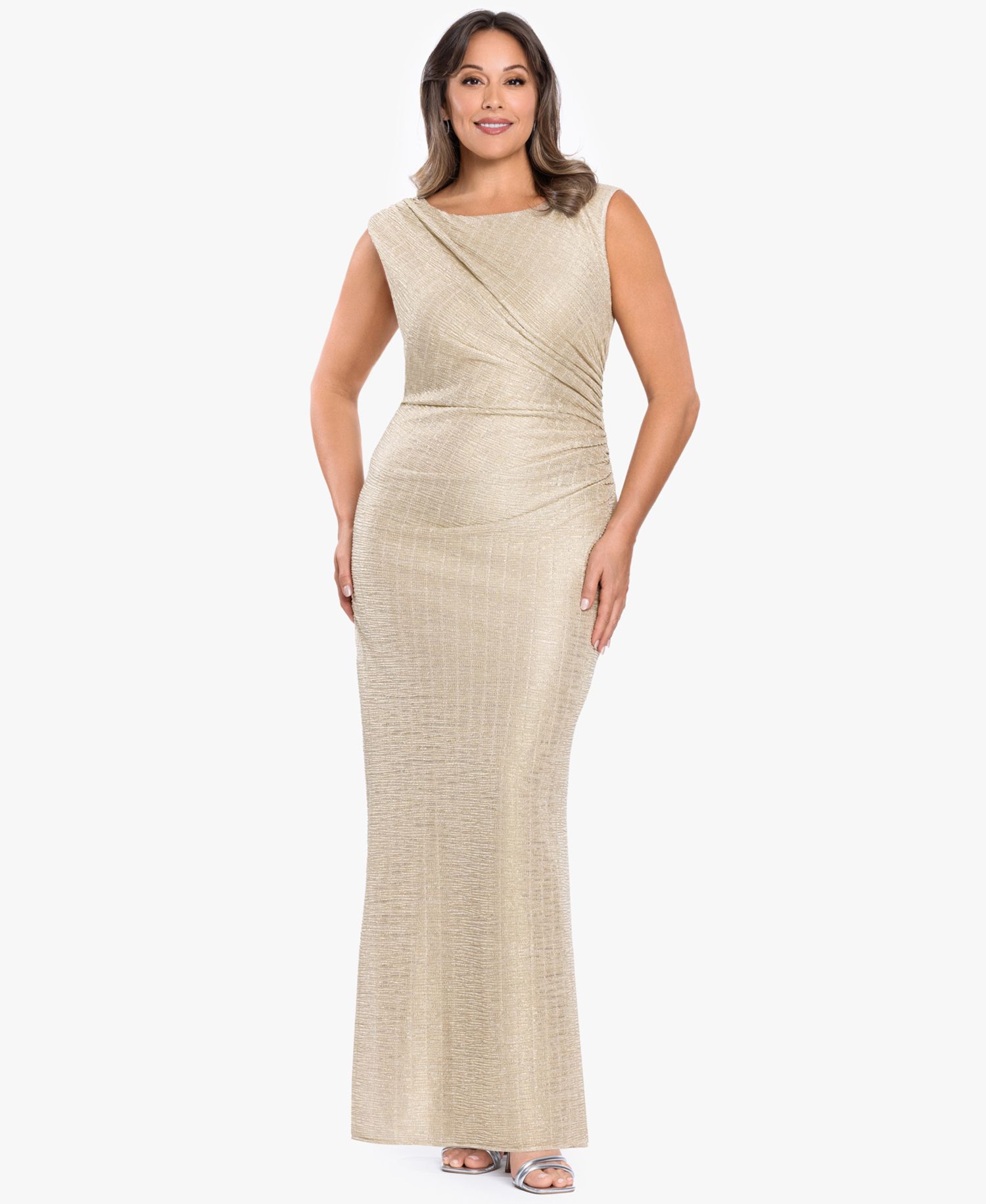 Plus Size Sleeveless Crewneck Gown