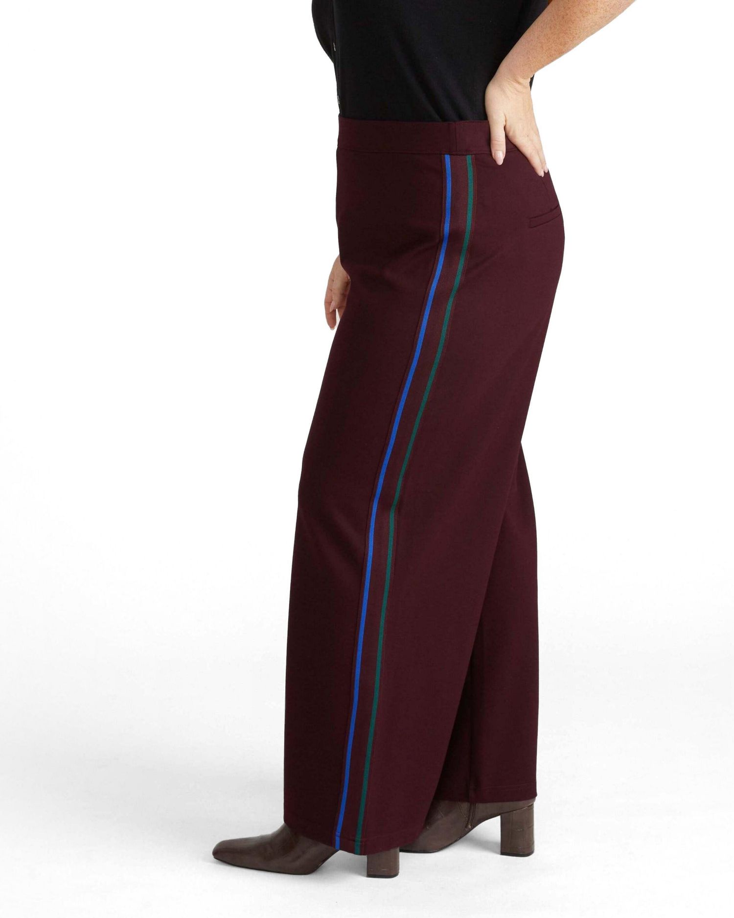 Plus Size Wide Leg Stripe Ponte Pants