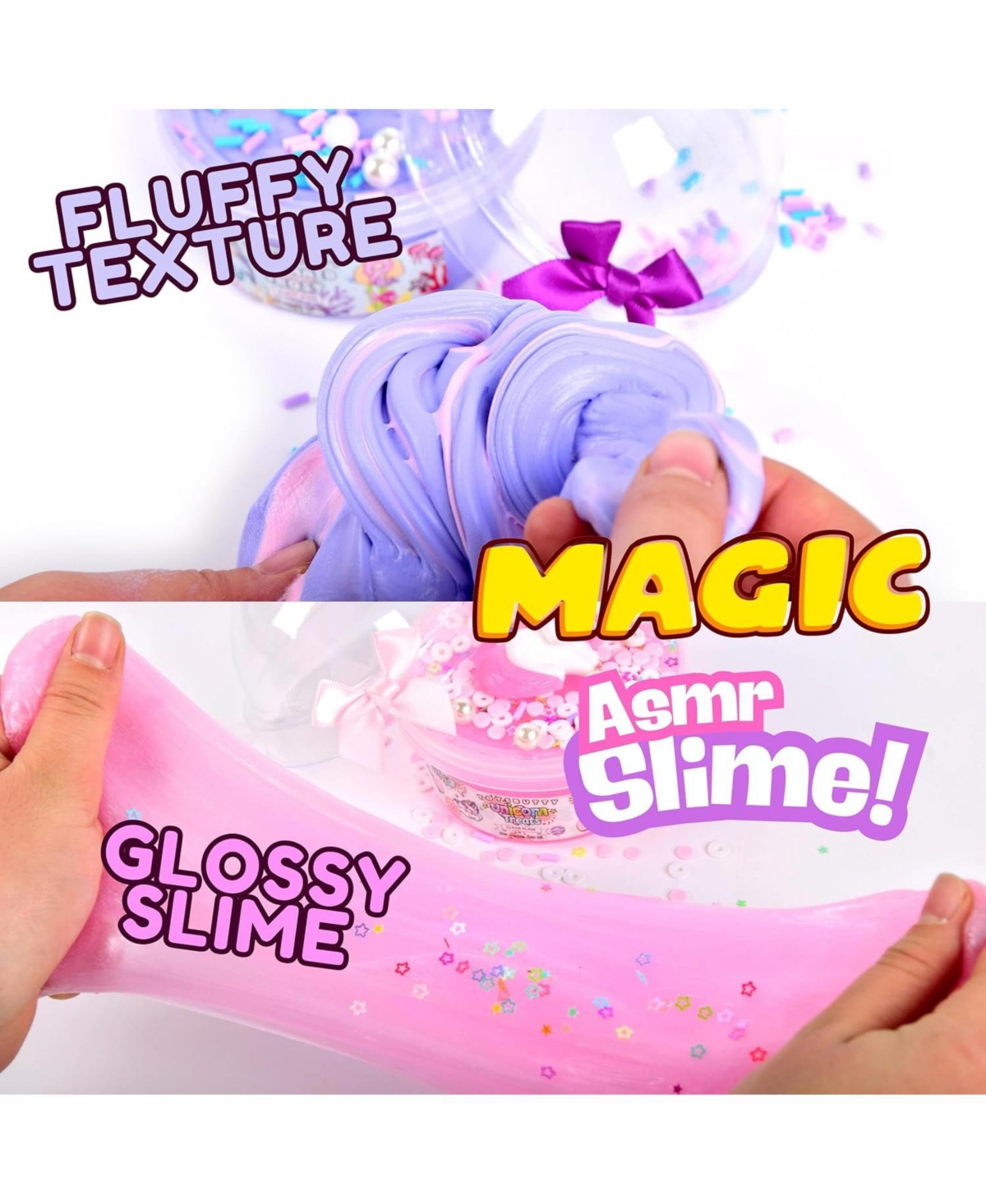 ToysButty Finoclay Butter Slime kit, MicroWorld 2 Pack Clear and Fluffy Slime for Kids, Unicorn Mermaid Theme Party Favors with 6 Slime add ins