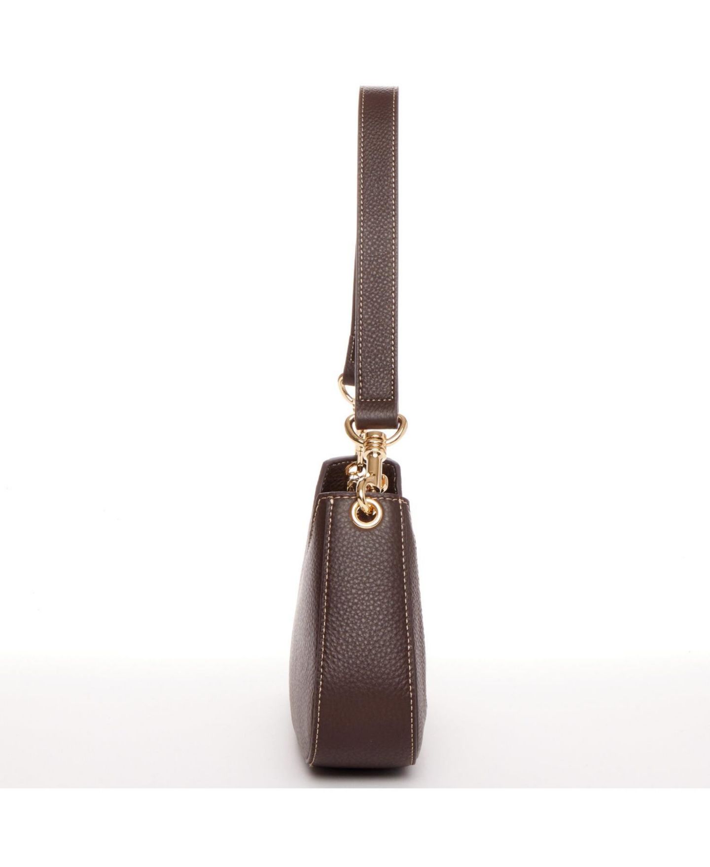 Женская сумка SUSU Pebbled Leather Baguette Shoulder Bag East West Crescent Hobo Purse, цвет: Шоколадный коричневый / Тёмно-коричневый — фото 4